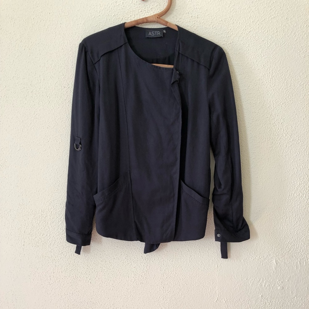 NWOT ASTR Collarless Slouchy Roll Sleeve Jacket XS - Picture 2 of 3